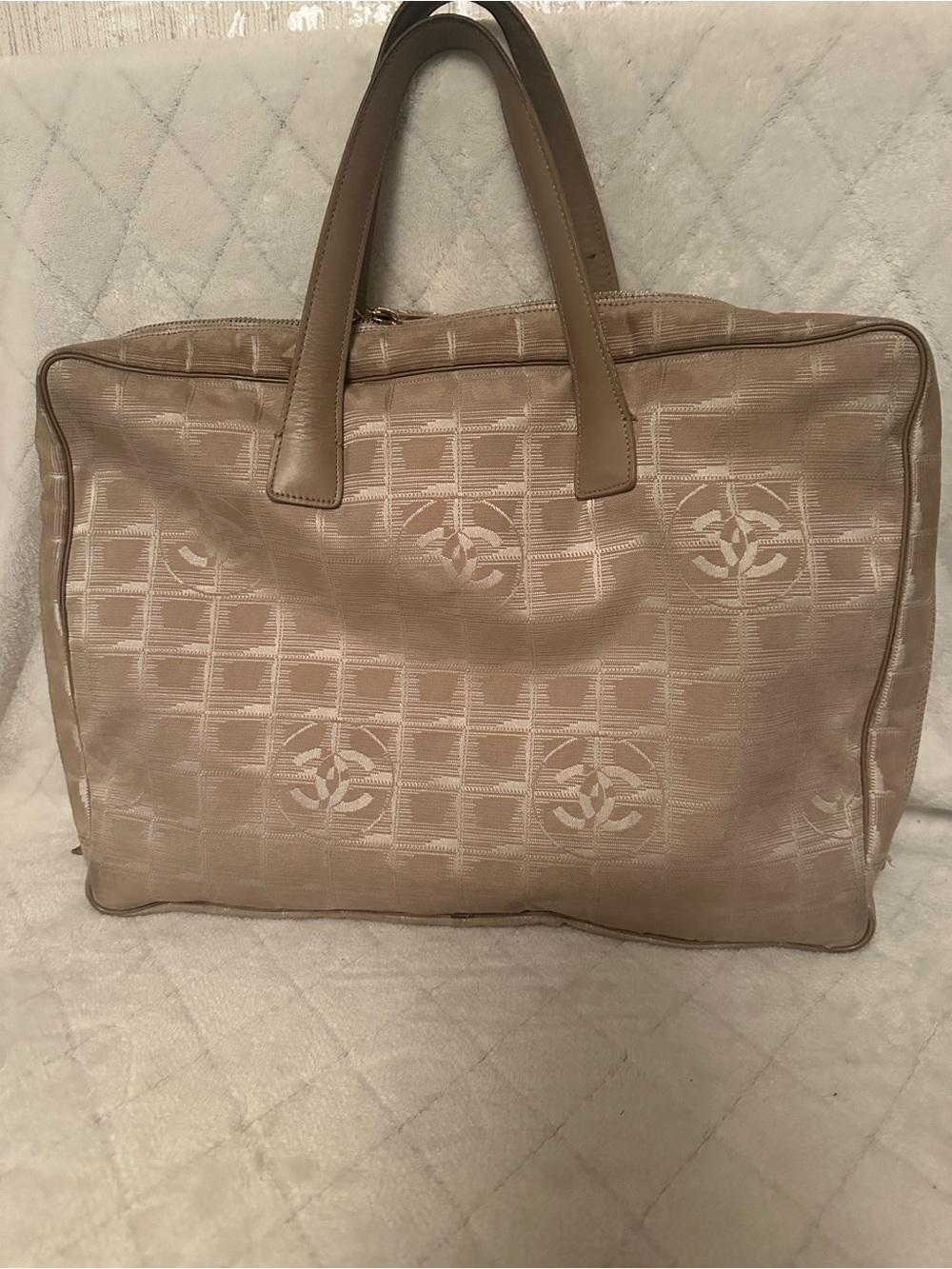 CHANEL  Jacquard Travel Ligne Laptop Bag